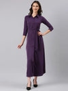 Women Violet Solid Shirt Dress-AE-15994-Violet