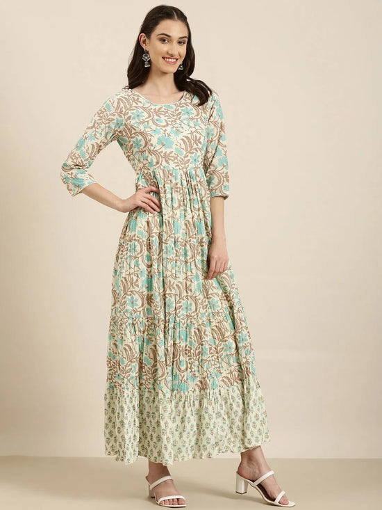 Women Cream Floral Anarkali Kurta-ON-0034-Cream