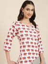 Women White Printed Straight Kurta-NJ-3613299-White