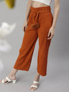 Women's Orange Solid Parallel Trouser-GF-14-Orange