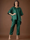 Anti Fit Kaftan Top with Pants in Green Color