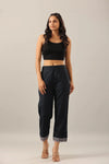 Juniper Women Navy Blue Cotton Flex Solid Pant.