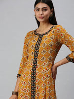 Women's Mustard Printed Anarkali Kurta-GW1375-Mustard