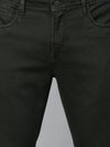 Genips Men's Dark Green Cotton Stretch Rico Slim Fit Solid Casual Chinos