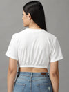 Women's White Solid Cinched Waist Crop Top-AE-10504-White