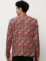 Men Rust Printed Casual Blazers-SOBLZ-082-9-Rust