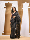 Black And Beige Matka Handwoven Saree With Shibori Designs-MA53MT063080042