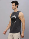 Rigo Dark Grey Printed Sleeveless Round Neck T-Shirt Vest