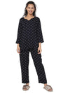 Smarty Pants Women's Cotton Navy Blue Polka Dot Print Night Suit