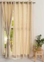 Tulsi linen 100% cotton ethnic curtain for Living room & bedroom - Room darkening  - Beige - Pack of 1-230428101