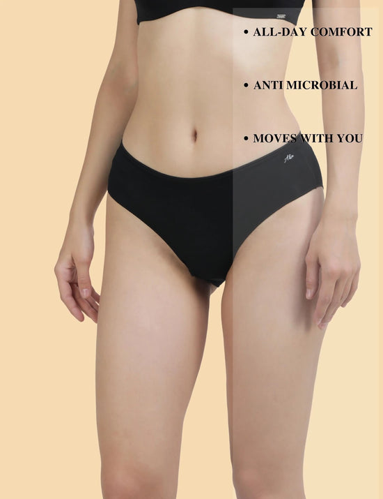 AshleyandAlvis | Bamboo Micro Modal | Anti Bacterial | Women Hipster | Premium Panty | 3X moisture wicking | 50 Wash Guarantee | Pack of 2-AA-HP-EB-MG-S