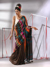 Brown Cotton Saree With Multicolor Stripes-MA55CT06560020