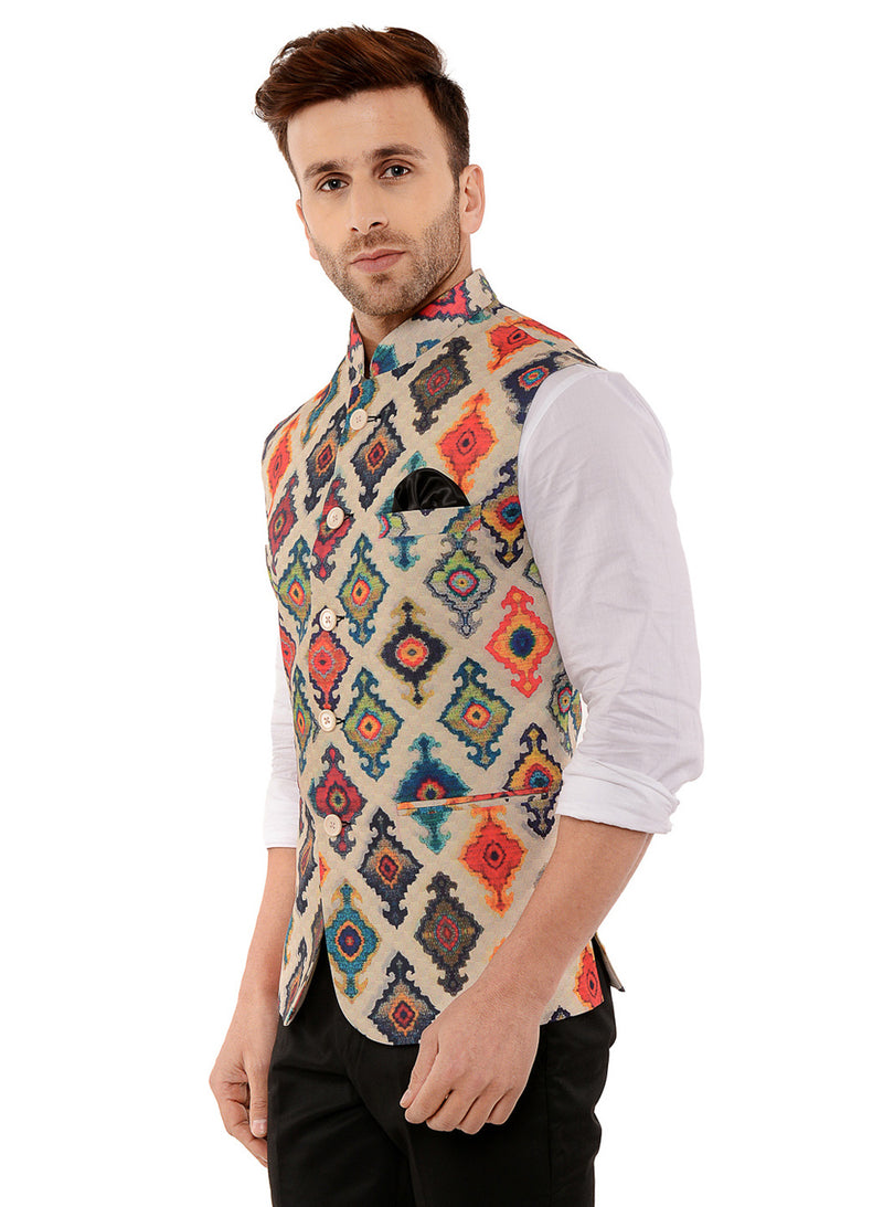 Hangup Men Standard Printed Men's Indian Wear-1APrintedNehru