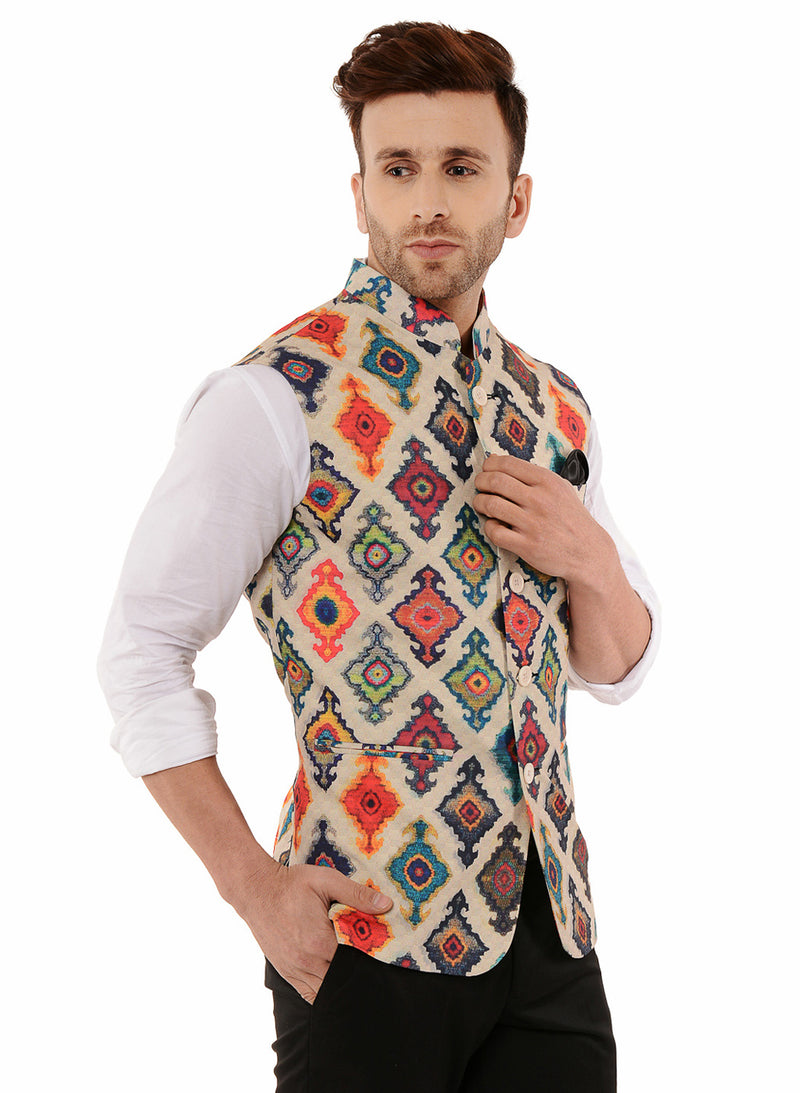 Hangup Men Standard Printed Men's Indian Wear-1APrintedNehru