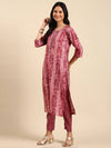 Women's Purple Tie Dye Kurta Set-SKC-938-Magenta