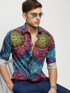 Men Black Printed Shirt-PRISM-1702-Black