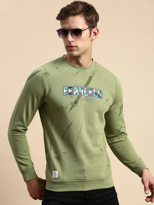 Men Green Printed Casual Sweatshirt-BP-1439-Green