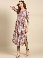 Women's Mauve Floral Anarkali Kurta-GW-3698-Mauve