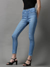 Women's Blue Solid Slim Fit Denim Jeans-GZ-5214-1-Blue