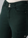 Women's Green Solid Denim Jeans-IM9847-Green