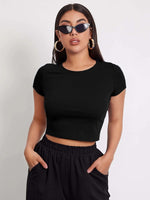 Aahwan Black Cotton Blend Round Neck Top-116_Black-L