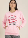 Dillinger Pink Typographic Oversized Sweatshirt-DLWMNSWT028PINK-XS