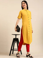 Women's Yellow Solid Straight Kurta-SKC-3354-Yellow