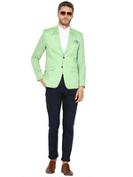 Hangup Men Standard Solid Men Formalwear-ParrotLinenBlazer