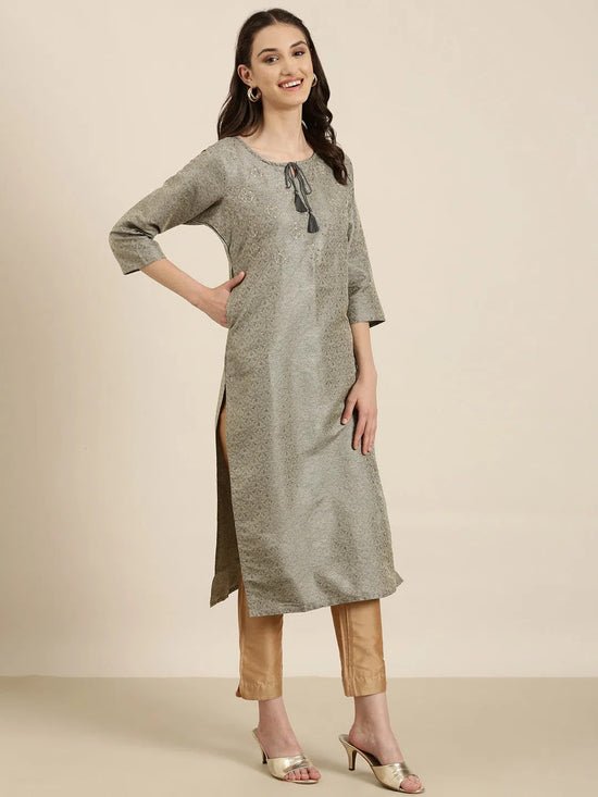 Women Beige Solid Straight Kurta-NJ-3675328-Beige