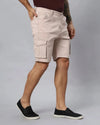 Solid Stretchable Shorts with 6 pockets-Beige-HCS6011-30