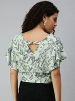 Women's Printed Green Top-AE-10184-Greennavyblue