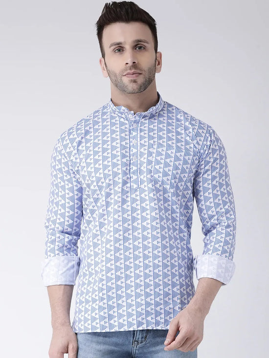 Hangup Men Slim Printed Men's Indian Wear-K3ShortKurta