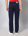 Retro Denim Jeans with 5 pockets-Blue-HBD21-30