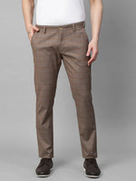 Genips Men's Brown Cotton Stretch Caribbean Slim Fit Self Design Trousers-106-739L_BW_30