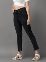 Women's Charcoal Solid Slim Fit Denim Jeans-GZ-5180-Charcoal