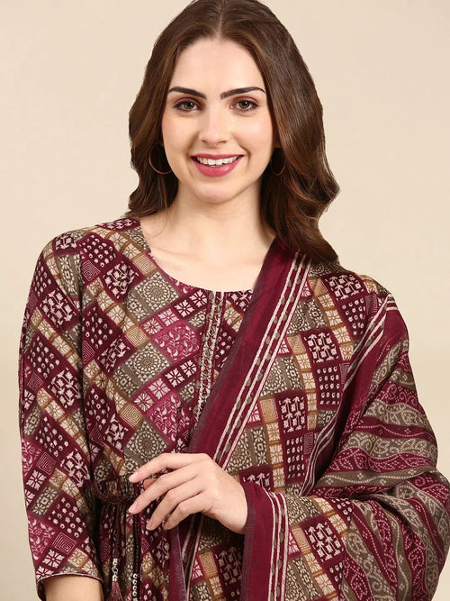 Women's Violet Printed Kurta Set-SKC-984-Violet