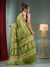 Light Green Blended Silk Handwoven Saree With Floral Border-MA50BSL34710003