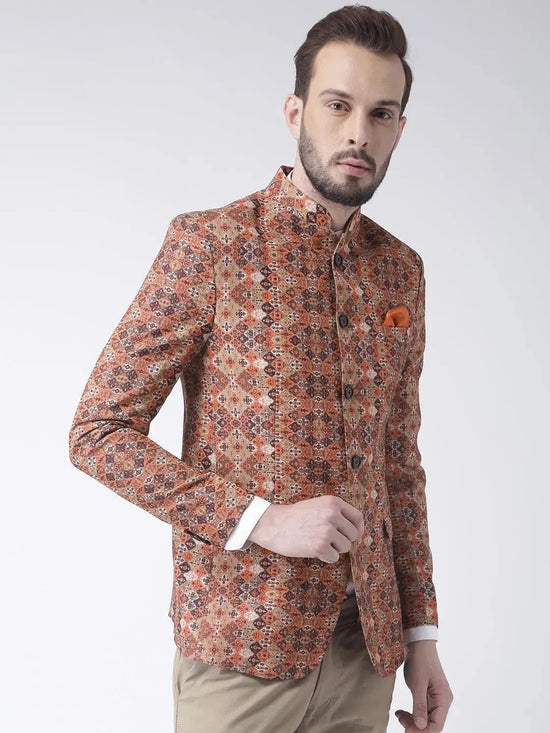 Hangup Men Standard Printed Men Formalwear-D355ButtonBlazer