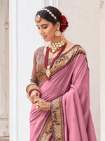 Saree Mall Women's Vichitra  Mauve Embellished Designer Saree With Blouse Piece-TRIYA81898