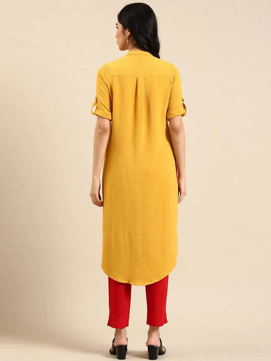 Women's Yellow Solid Straight Kurta-SKC-3354-Yellow