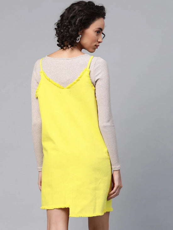 Yellow Denim Short Slip Dress