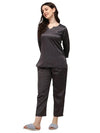 Smarty Pants Women's Silk Satin Dark Grey Color Night Suit Pair