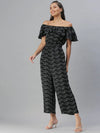 Women's Black Printed Jumpsuit-AE-9926-Black