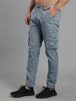 Solid Cargo Pants with 6 pockets-Blue-HC3014-30