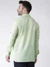 Hangup Men Slim Solid Men's Indian Wear-GreenShortKurta