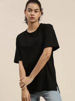 Dillinger Black Solid Oversized T-Shirt