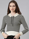 Women Beige Striped Sweatshirt-TG-1080-Beige