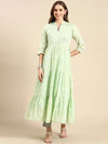 Women's Green Floral Anarkali Kurta-SKC-1363-Green