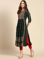 Women's Green Embellished Anarkali Kurta-GW-3373-Green