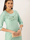 Women's Green Solid Straight Kurta-SKC-3226-Seagreen